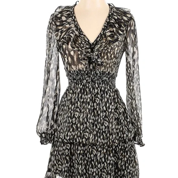 chinese dress ladies Cream and Black Polka Dot Pleated Sleeved Mini Dress main image 1